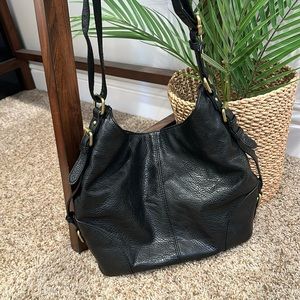 Black hobo bag with adjustable strap